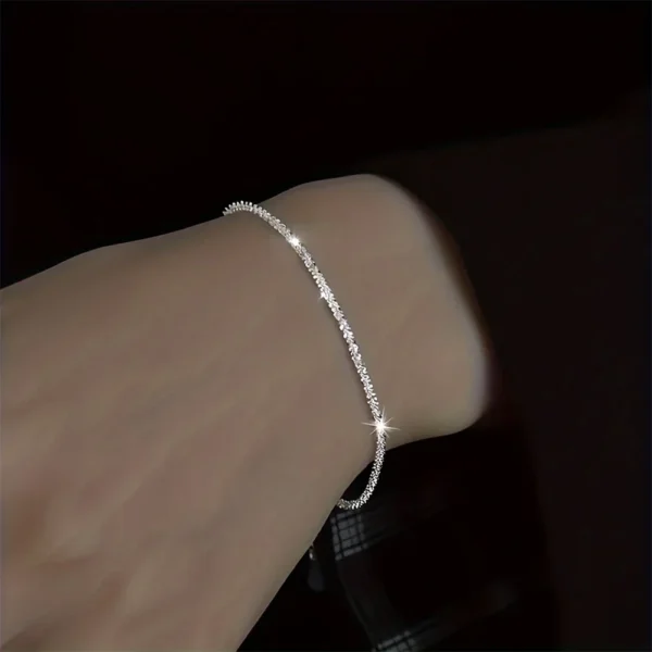 2pcs Shiny Sparkling Silver Plated Clavicle Chain Necklace Bracelet Jewelry Set for Women Minimalist Starry Sky Accessories - Image 3