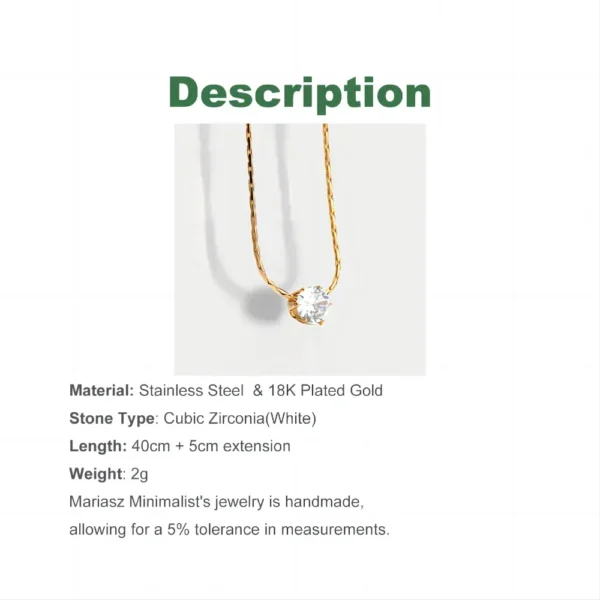 Mariasz Minimalist Gold Color Stainless Steel Heart Dainty Classic Zircon Charm Anti Tarnish Chain Necklace for Women Jewelry - Image 2