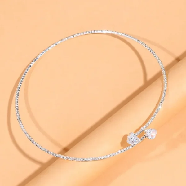 Fashion Rhinestone Heart Collar Choker Necklace For Women Simple Open Collar Golden Necklace For Women Choker Necklace Jewelry - Image 3