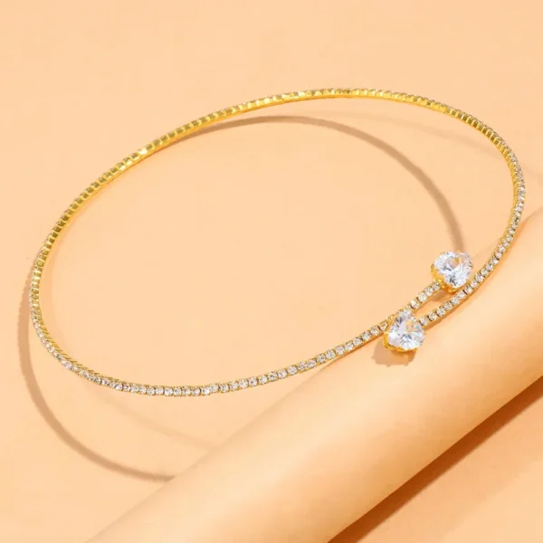 Fashion Rhinestone Heart Collar Choker Necklace For Women Simple Open Collar Golden Necklace For Women Choker Necklace Jewelry - Image 4