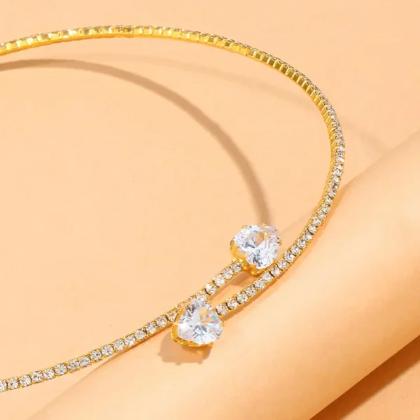 Fashion Rhinestone Heart Collar Choker Necklace For Women Simple Open Collar Golden Necklace For Women Choker Necklace Jewelry - Image 5